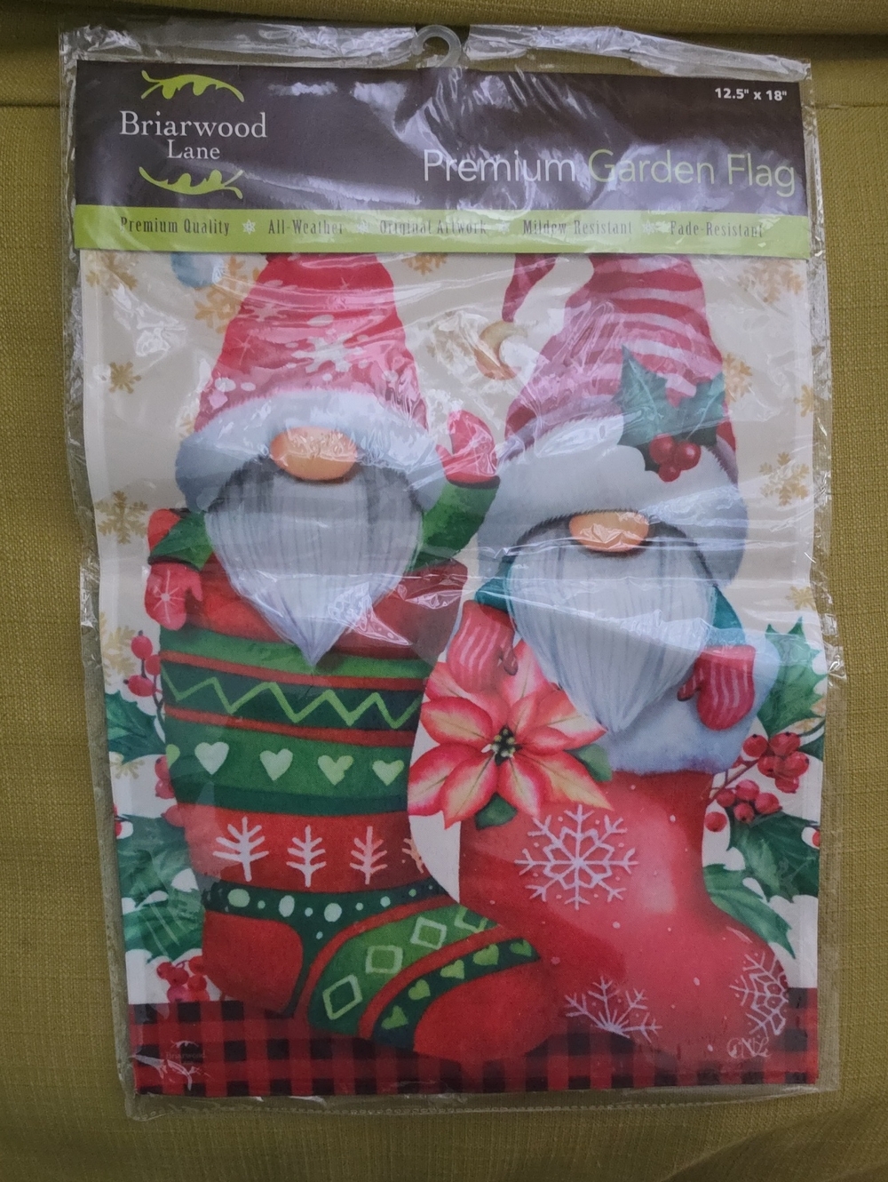 Red Holiday Gnome Garden Flag - Premium Christmas Decoration